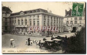Old Postcard Dieppe Camille Saint Saens Square and the Theater