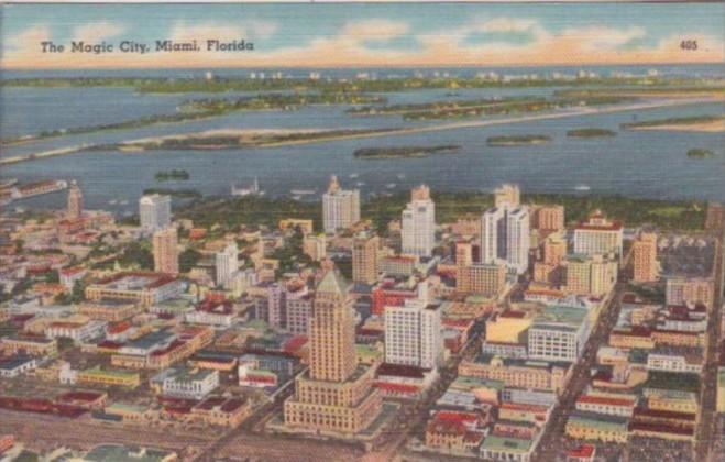 Florida Miami The Magic City Aerial View 1957