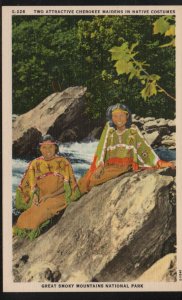 Color PC Cherokee Maidens Native Costumes Great Smoky Mountains Nat Park, Unused