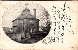 New Castle Library Signed George A Wolf Delaware Vintage Postcard