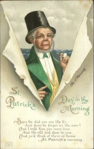 St. Patrick's Day - Ellen Clapsaddle - Old Irishman w/ Pipe c1910 Postcard