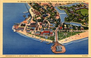 Virginia Fortress Monroe and Old Point Comfort Aerial View Of New Chamberlin ...