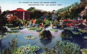 1930s Chinese Tea Garden Brackenridge Park San Antonio Texas TX Linen Postcard