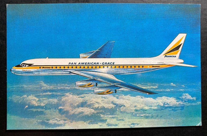 Mint Aviation Picture Postcard PPC Pan American Grace PANAGRA Douglas Dc-8