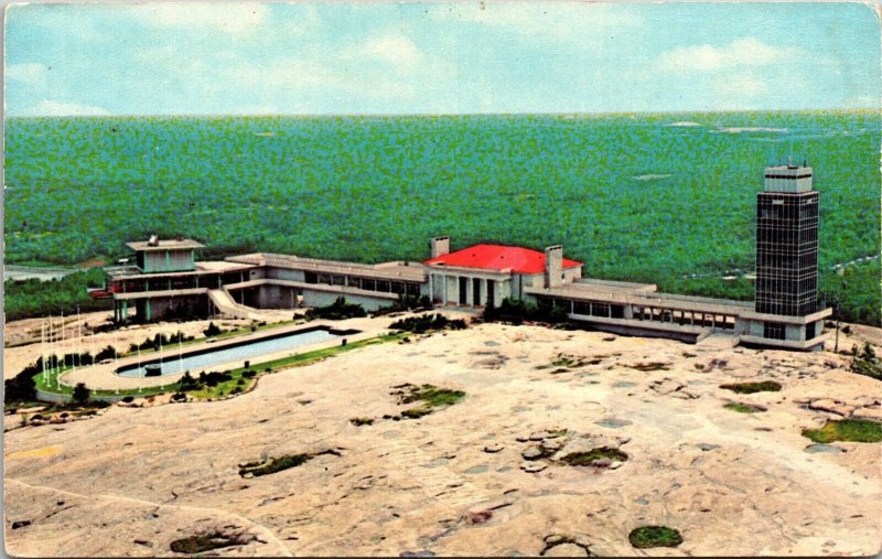 Georgias Stone Mountain Fountain Reflecting Pool Birds Eye View UNP Postcard 