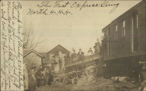 RR Train Wreck Marienville PA Cancel BACK OF BECKS Good Message RPPC 1906