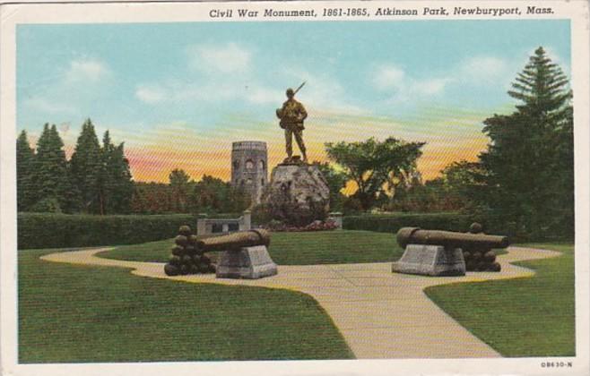 Massachusetts Newburyport Civil War Monument Atkinson Park 1946 Curteich