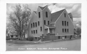 H48/ Holyoke Colorado RPPC Postcard 1954 First Baptist Church Building