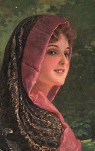 Vintage Postcard 1910's Wilhelm Hunger Dresden Carmen Woman Lady & Headscarf