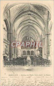 Postcard Old Bordeaux Interior of the Church of Saint Andre organs (map 1900)