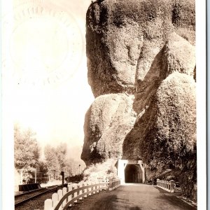 c1920s Oregon RPPC Columbia River Hwy Real Photo Oneonta Bluff +Rotary Stamp A92