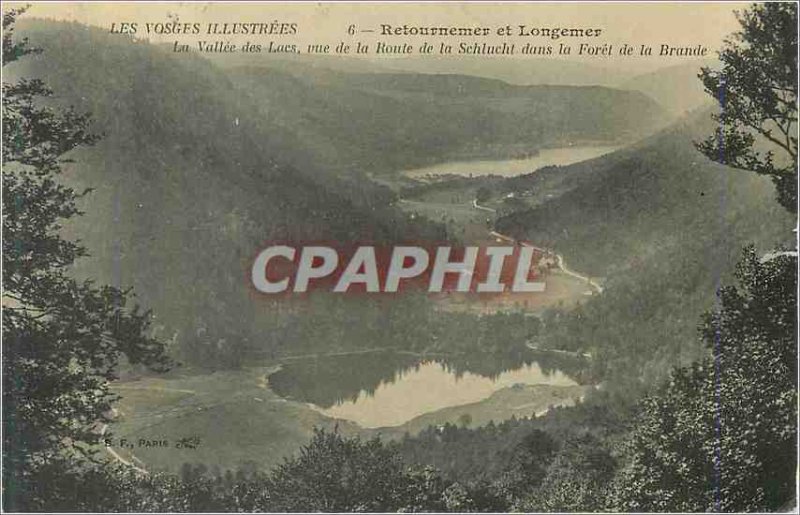 Postcard Old Retournemer and Longemer Vosges Illustrated La Vallee des Lacs