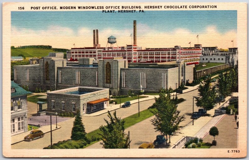 Post Office Windowless Office Bldg. Hershey Chocolate Corp Pennsylvania Postcard