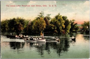 Canoes The Island Little Resrvoir, Near Akron OH c1908 Vintage Postcard E50