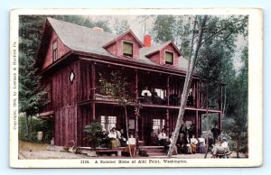 ALKI POINT, WA Washington ~ 1908 ~Group of People at LARGE SUMMER HOME  Postcard