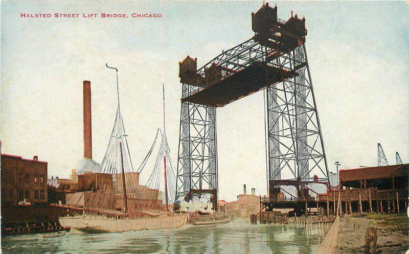 C-1910 CHICAGO ILLINOIS Halsted Street Lift Bridge Hammon postcard 3270