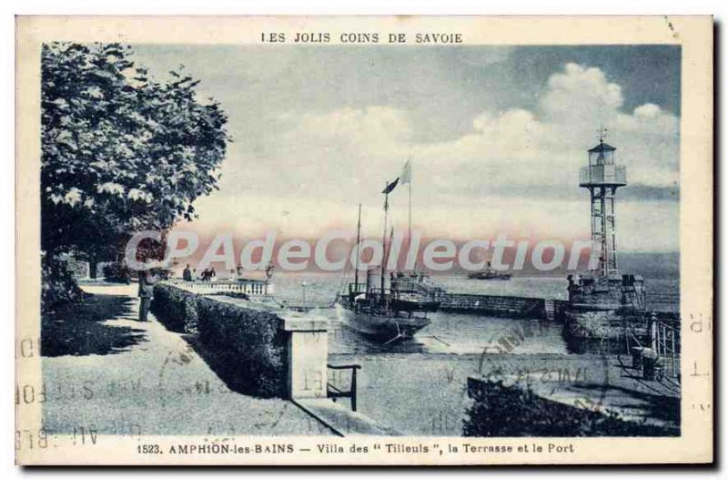 Old Postcard Amphion Les Bains Villa Des lime port