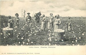 Postcard Oklahoma Shawnee Cotton Scene Agriculture farm workers 23-10837