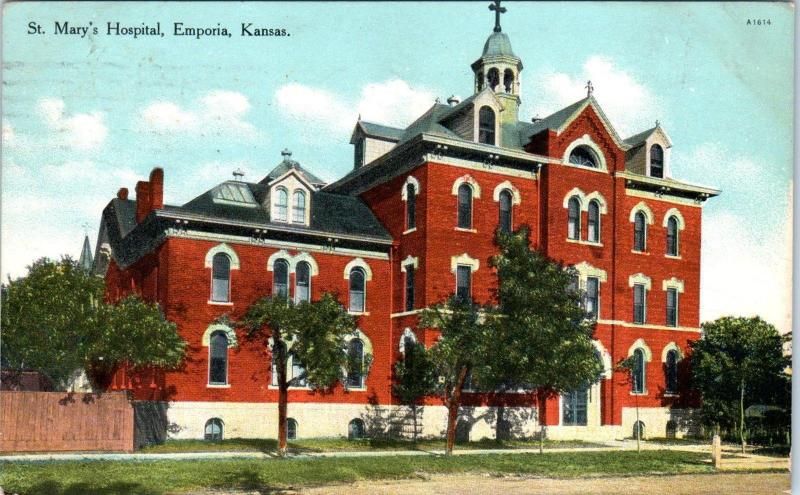 EMPORIA, KS Kansas      ST MARY'S HOSPITAL      1910      Postcard