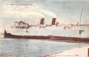 Cafferry Ship Covered with Ice L2468 Antique Postcard