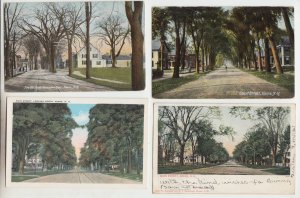 P2639 old postcard 4 different street scenes keene N.H. 2 used 1905,1910 w/stamp