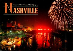 Tennessee Nashville Riverfront Park At Night With Fireworks 1998