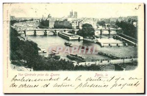 Old Postcard Paris Vue Generale taken Louvre