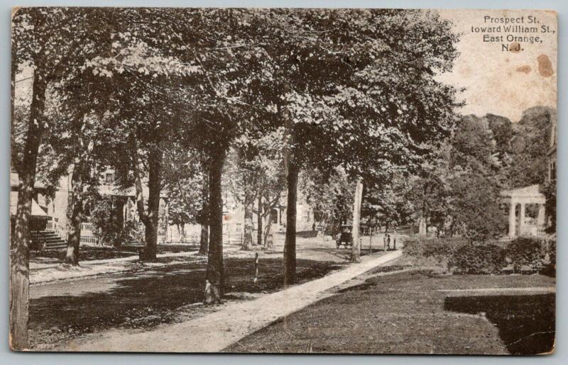 East Orange New Jersey~Prospect Street Homes~Car Drives Toward William~c1910 