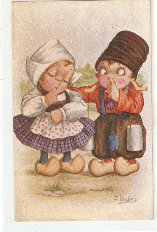 J. Ibañez. Dutch couple. Holandeses Humorous vintage Spanish postcard