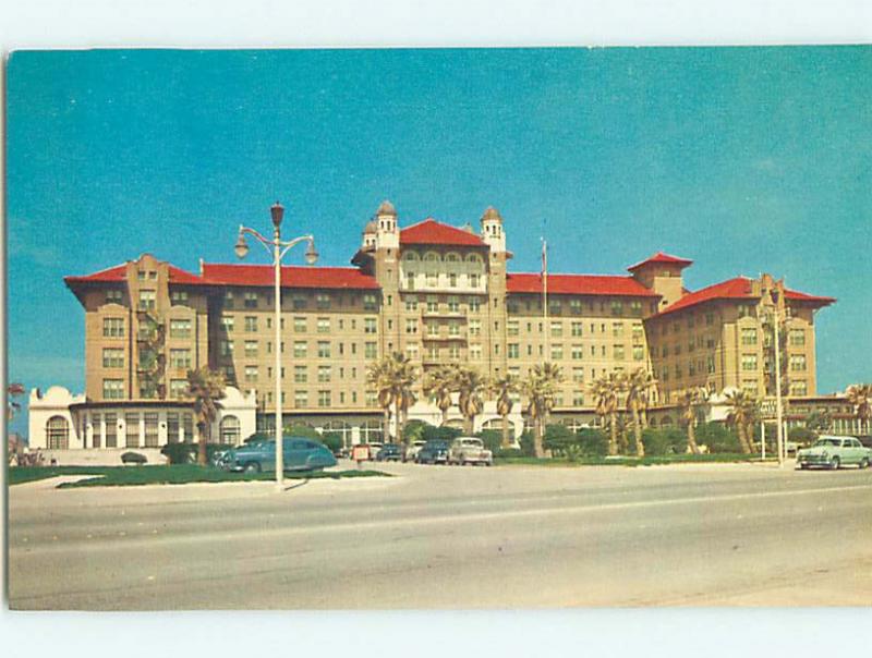 Unused 1950's OLD CARS & GALVEZ HOTEL Galveston Texas TX u1978
