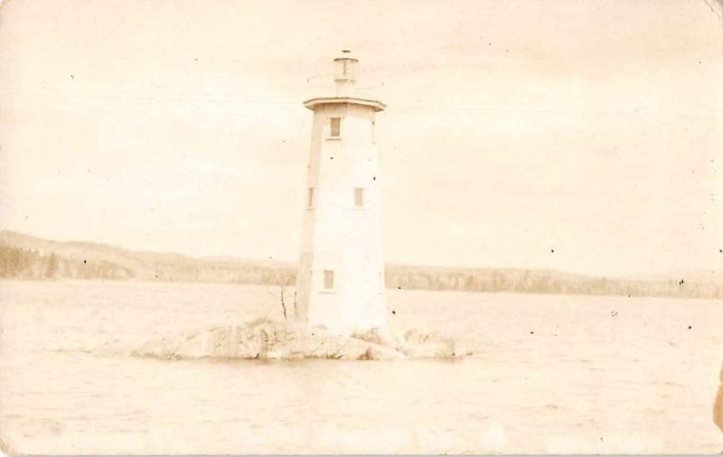 Small Island Lighthouse Scenic View Real Photo Antique Postcard J80547