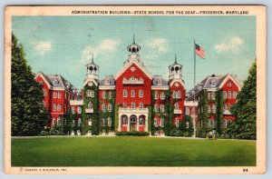 1937 FREDERICK MD STATE SCHOOL FOR THE DEAF ADMINISTRATION BUILDING POSTCARD