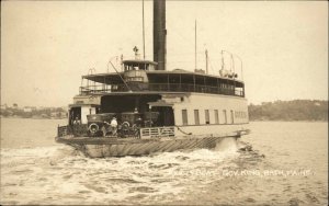 Bath ME Ferry Steamer Boat Governor King c1920 Real Photo Postcard