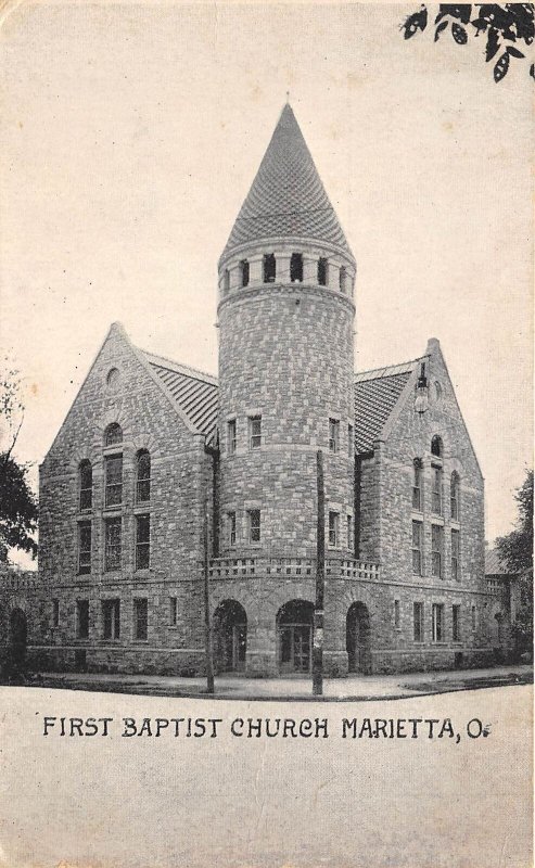 Marietta Ohio c1910 Postcard First Baptist Church