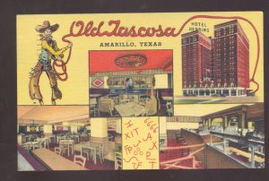 AMARILLO TEXAS ROUTE 66 OLD TTASCOSA HOTEL INTERIOR LINEN ADVERTISING POSTCARD