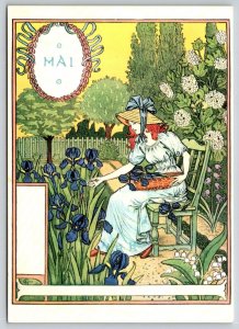 1896 Eugene Grasset  La Belle Jardiniere  May  Hamburg  Germany  Postcard
