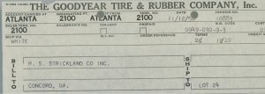 1956 Goodyear Tire & Rubber Company, Inc Piedmont Rd Atlanta GA Invoice 417