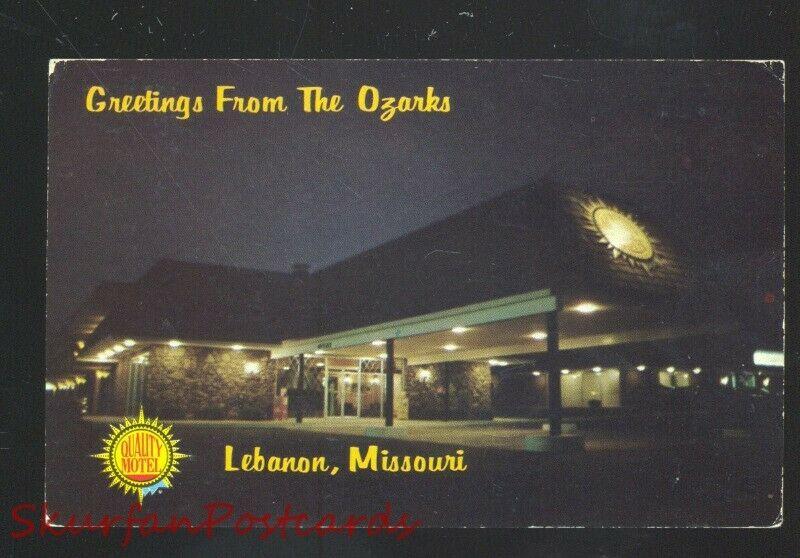 LEBANON MISSOURI ROUTE 66 QUALITY MOTEL WYOTA RESTAURANT NIGHT POSTCARD