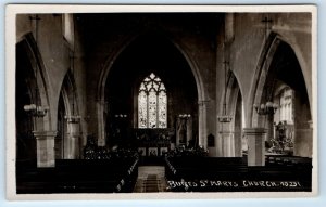 RPPC BURES St. Mary's Church interior ESSEX UK Postcard