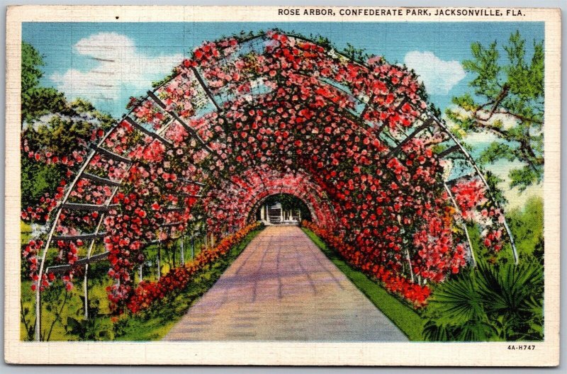 Vtg Jacksonville Florida FL Rose Arbor Garden Confederate Park 1930s Postcard