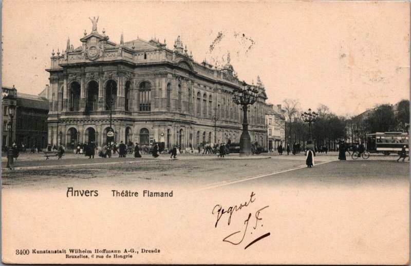 Belgium Anvers Theatre Flamand Antwerp Vintage Postcard 04.35