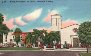 Vintage Postcard 1963 First Presbyterian Church Sarasota Florida Tichnor Quality