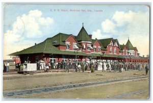 1912 C.P.R. Depot Medicine Hat Alberta Canada Posted Antique Postcard