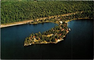 VINTAGE POSTCARD AERIAL VIEW OF KILLARNEY LODGE ON LAKE OF TWO RIVERS CANADA