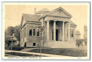c1936 Carnegie Public Library Exterior Building Greensburg Indiana IN Postcard