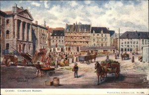 Quebec Quebec Champlain Market Vendors Horse Wagon 1900s-20s Vintage Postcard