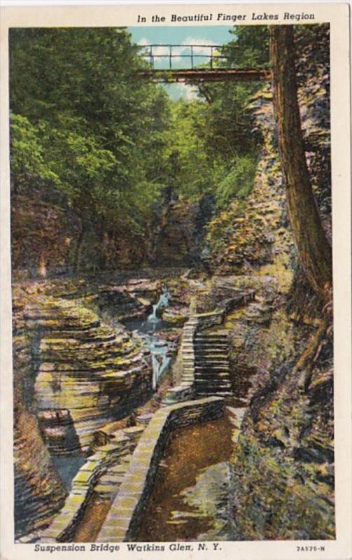 New York Watkins Glen Suspension Bridge Curteich