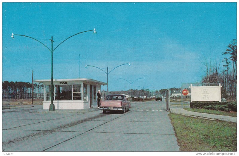 NORFOLK, Virginia; Entrance to the Little Creek Amphinious Base, Classic Car,...