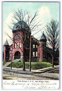 1906 Exterior View State Armory Building C N G New Britain Connecticut Postcard