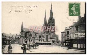 Old Postcard The Delivrande Basilica and Square